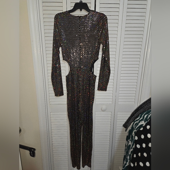Fashion Nova Women's 1X Disco Fever Embellished Jumpsuit NEW - Picture 9 of 14